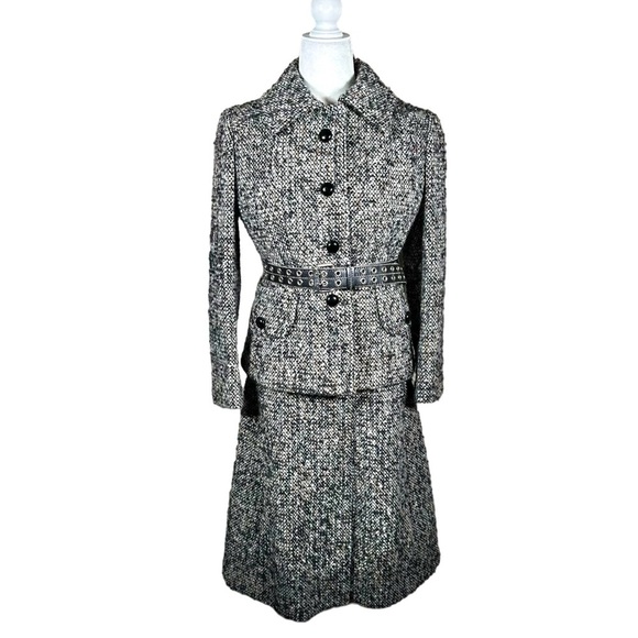 CHRISTIAN DIOR Vintage 1960's Matching Tweed Dress + Blazer Suit Set - Picture 3 of 16